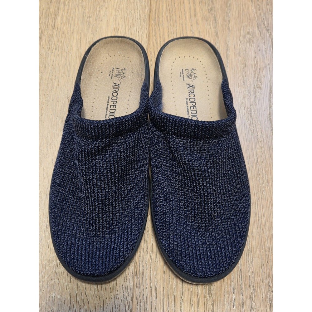 Arcopedico Light Womens 38 / 7-7.5 Navy Blue Knit Mule Clog Shoes Portugal